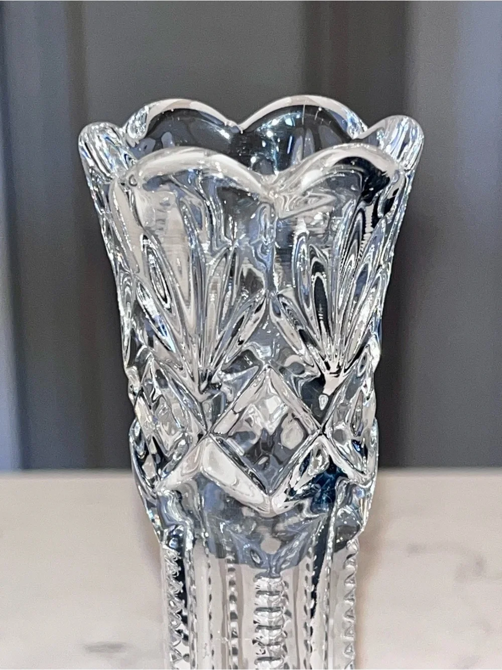 antique American Brilliant Period (ABP) cut crystal stem glass vase 5 3/4” tall